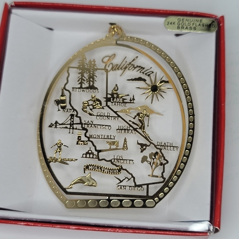 NIB CALIFORNIA Cities  24K Gold Finish Brass Ornament‎